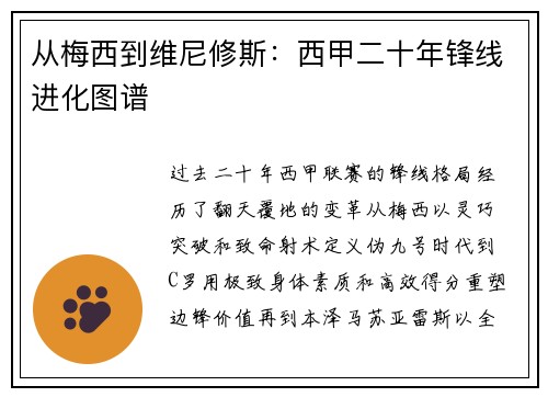 从梅西到维尼修斯：西甲二十年锋线进化图谱