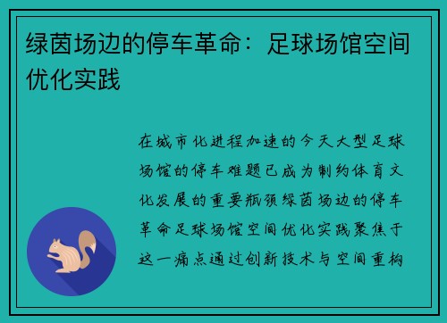 绿茵场边的停车革命：足球场馆空间优化实践